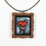 Red Riding Hood Fairy Tale Picture Frame Pendant and Cord Necklace