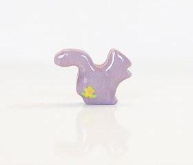 Lilac Squirrel Figurine with Yellow Flowers
