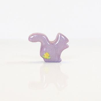 Lilac Squirrel Figurine with Yellow Flowers